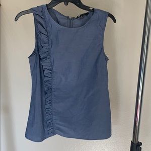 Banana republic chambray ruffled sleeveless top
